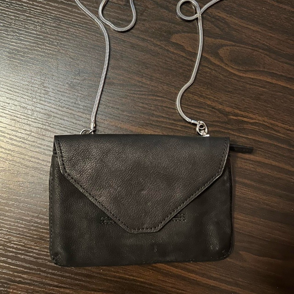 Chic Black Crossbody Bag with Silver Chain